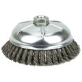 Weiler Wolverine 6" Knot Wire Cup Brush .025" Steel Fill 5/8"-11 UNC Nut 36245